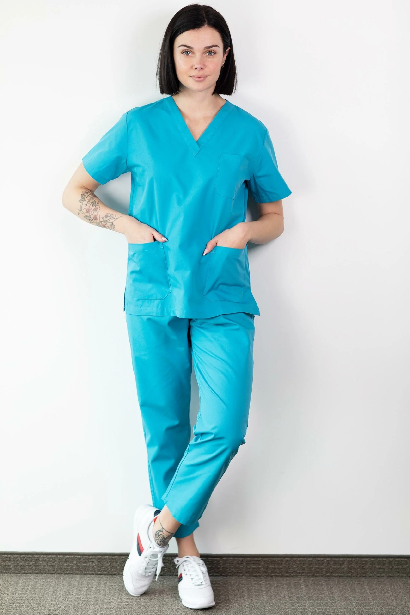Basicfit - Tunique médicale - Unisexe - Bleu paon – Image 3