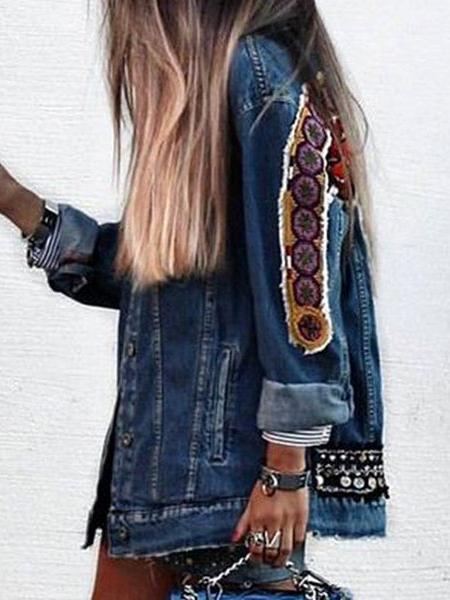 Veste denim fleurie brodée – Image 2