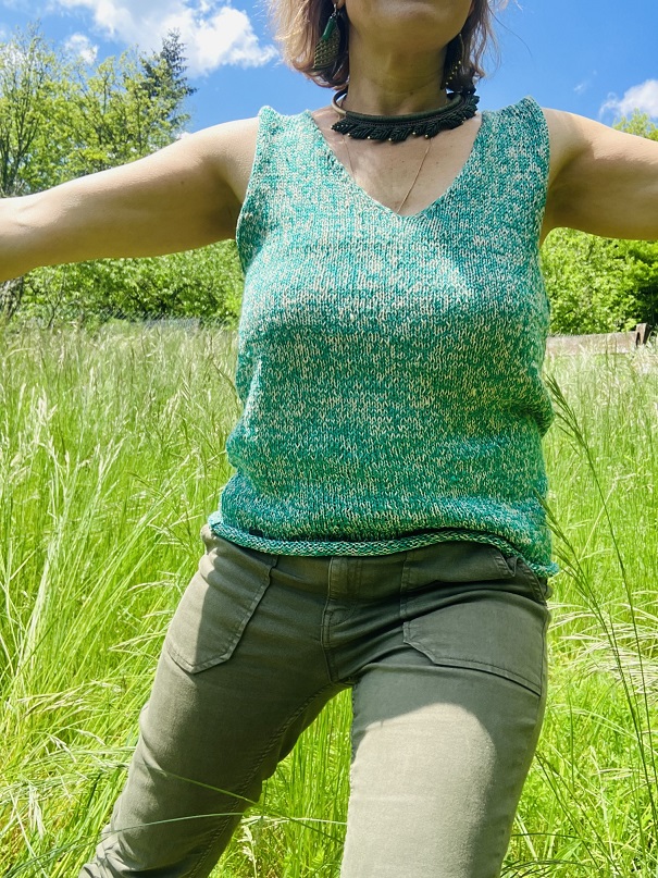 Débardeur soie vert – Image 3