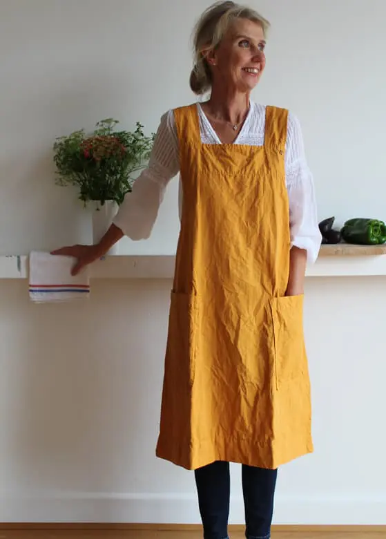 TABLIER japonais femme upcyclé curcuma – Image 2