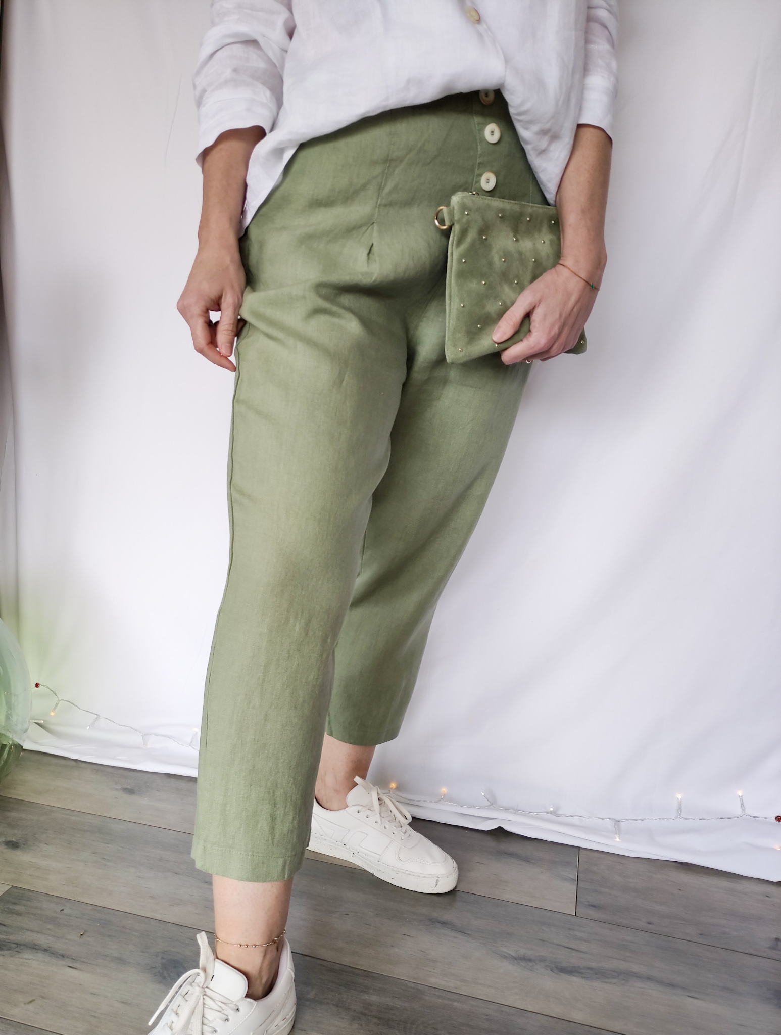 Pantalon en lin kaki PERAL de Mus&Bombon – Image 4