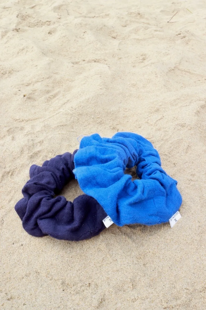 Chouchou bleu nuit gaze de coton – Image 3