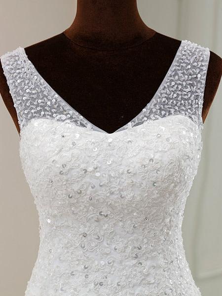 Robe de mariée fleurie volants – Image 2
