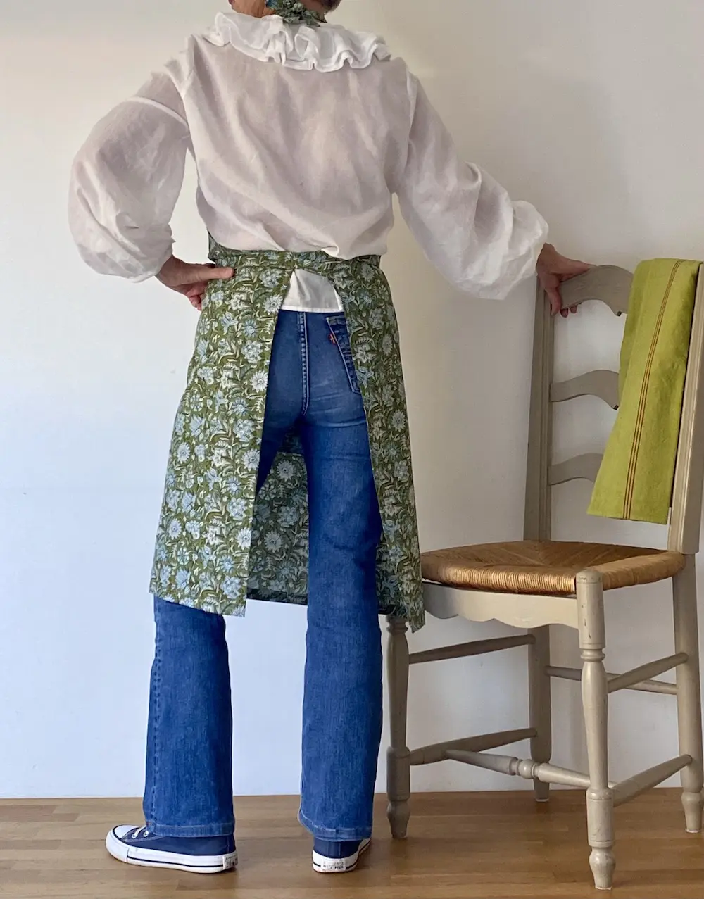TABLIER classique indienne bleu/vert – Image 3
