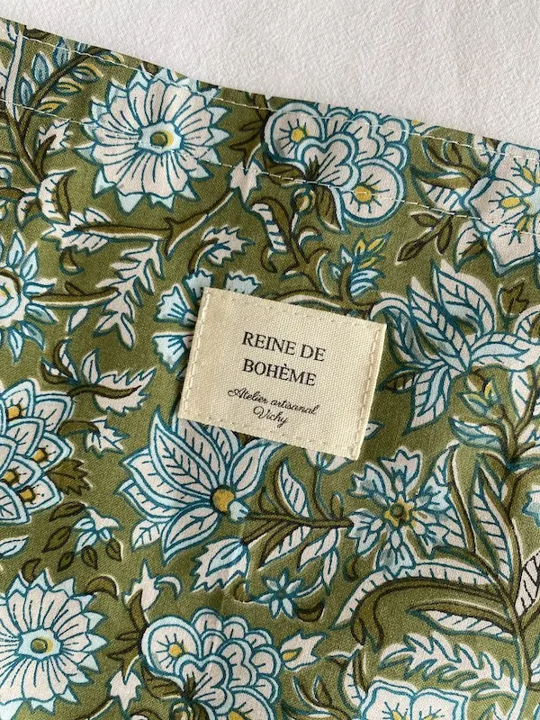 TABLIER classique indienne bleu/vert – Image 4