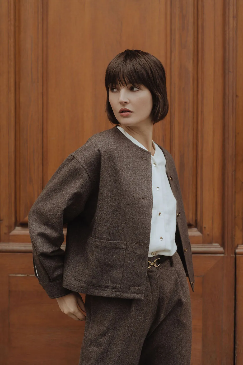 Veste boutonnée Sienna – Marron glacé – Image 2