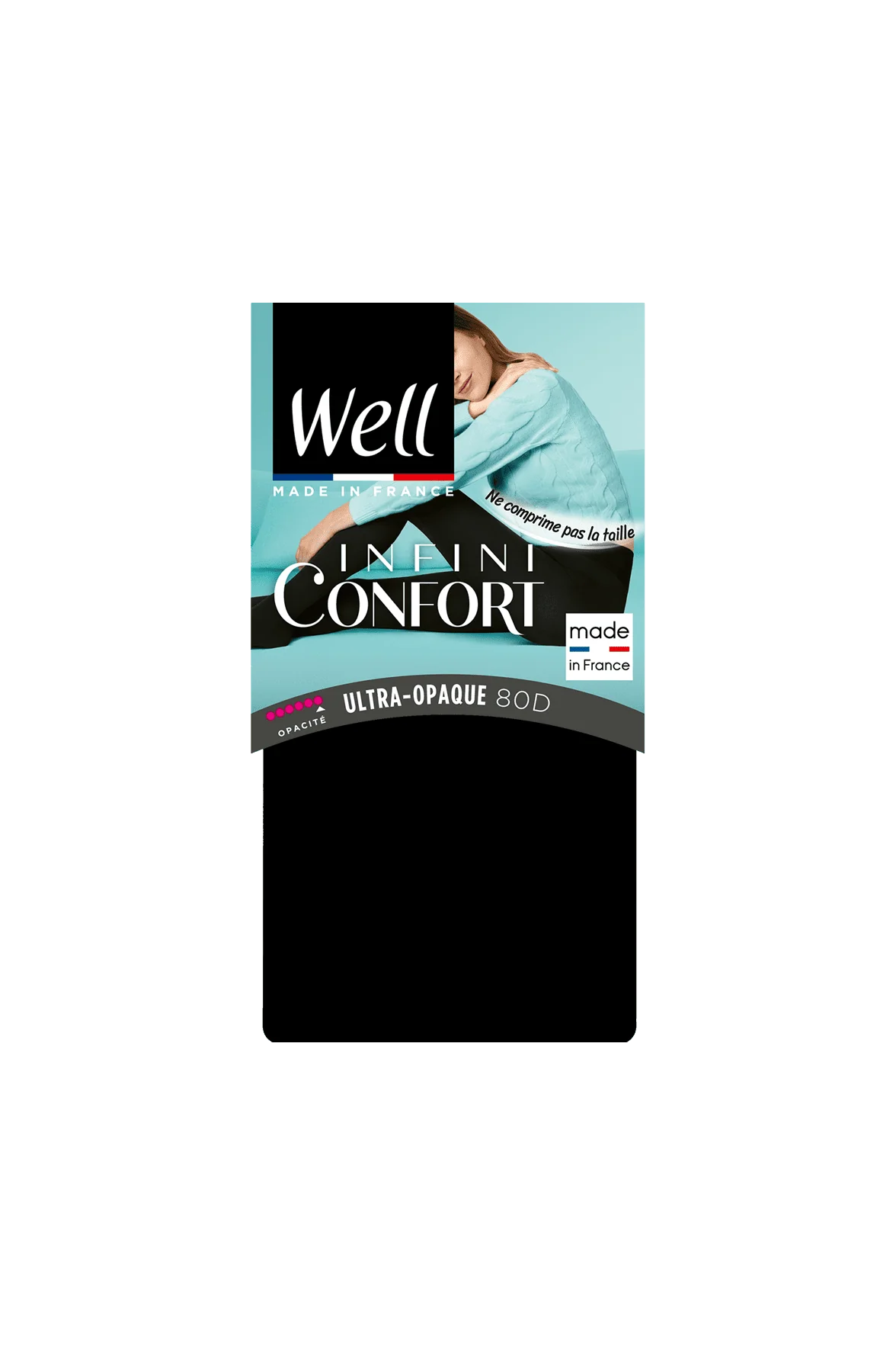 Collant Ultra-Opaque 80D Well Infini Confort - Noir – Image 2