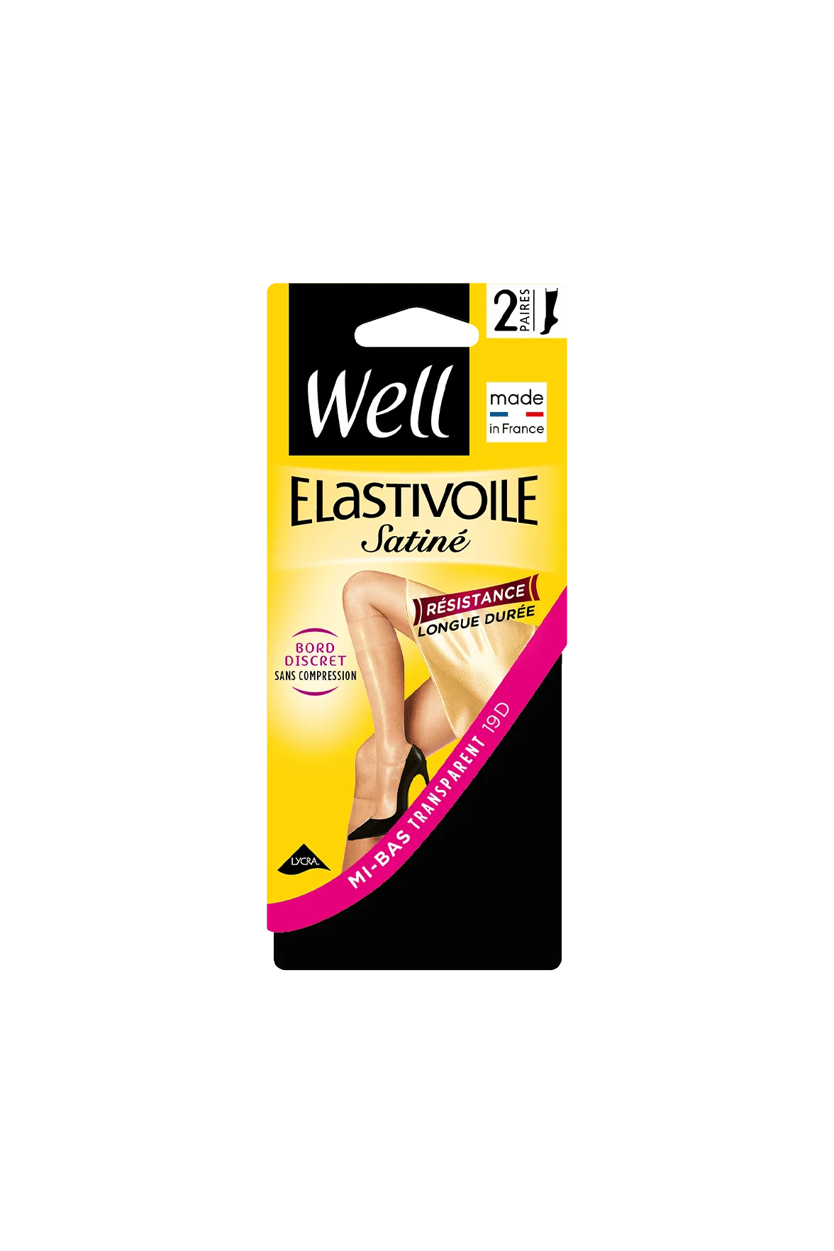 Lot de 2 paires de Mi-bas Satiné 19D Elastivoile - Noir – Image 2