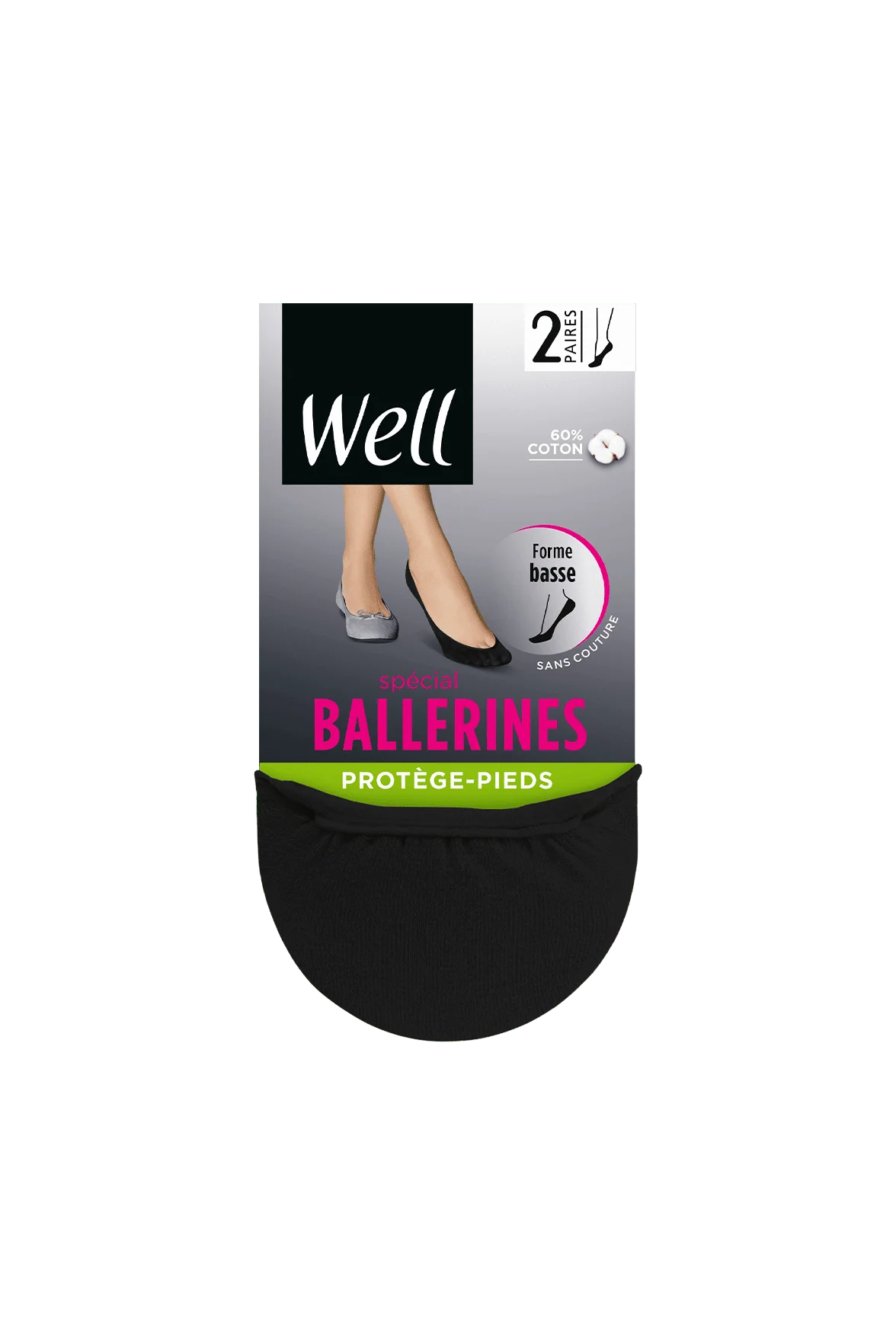 Lot de 2 paires de Protège-Pieds Spécial Ballerines - Noir – Image 2