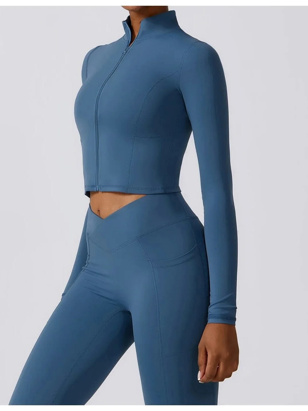 Crop Top Sport Zippé Manches Longues – Image 3
