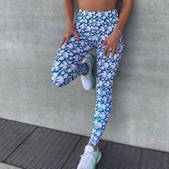 Legging de sport Made in France Fleurs – Les Poulettes Fitness – Image 2