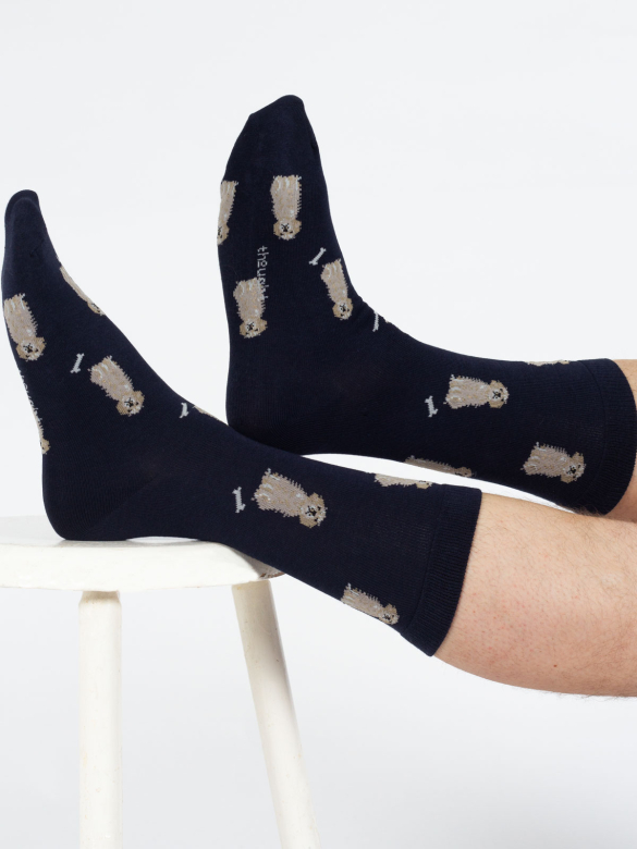 Chaussettes bleu marine motif Golden Retriever – Bambou – Thought – Image 2