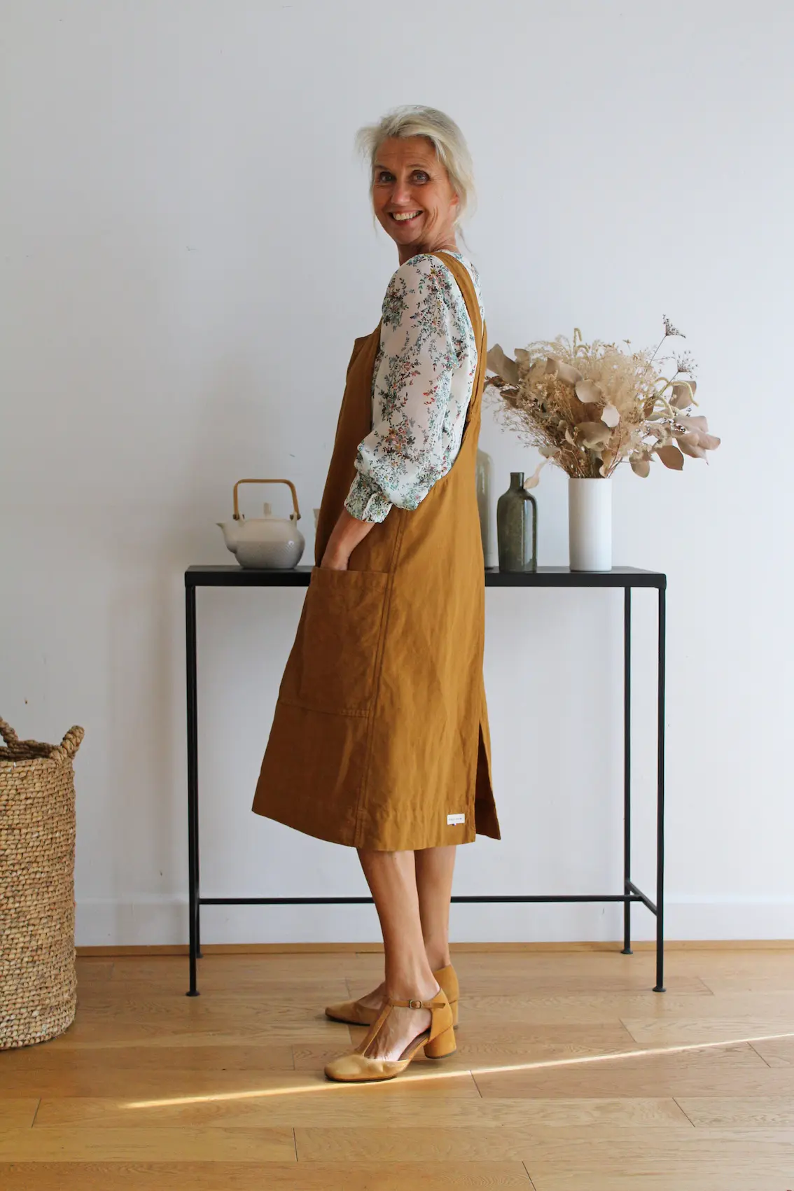 TABLIER japonais femme upcyclé caramel – Image 4