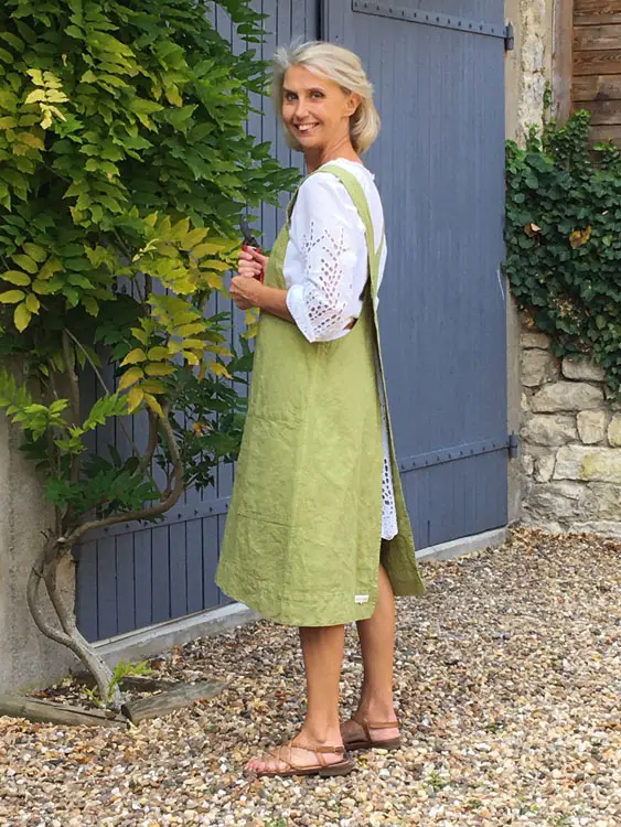 TABLIER japonais femme upcyclé olive – Image 2